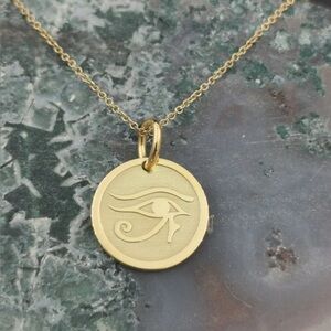 14K Gold Eye of Horus Pendant Necklace